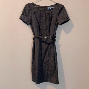 Antonio Melani Short-Sleeve Belted Black Dress